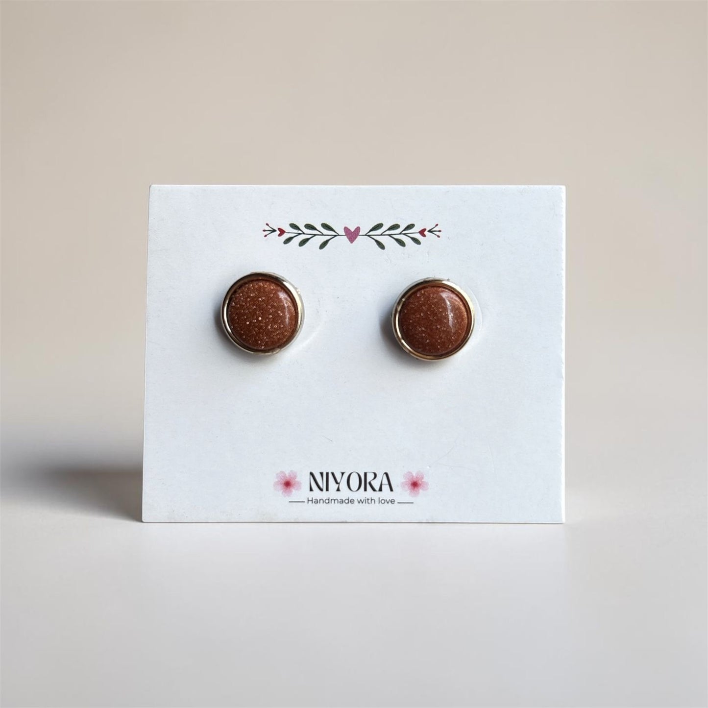 Goldstone Glitter Studs