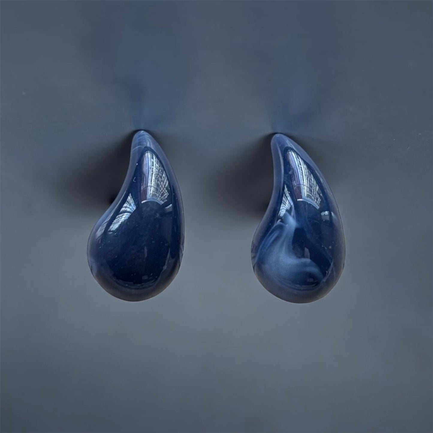 Navy Raindrop Studs