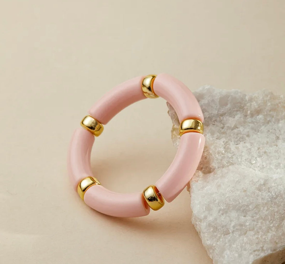 Retro Solid Pink Resin Bracelet