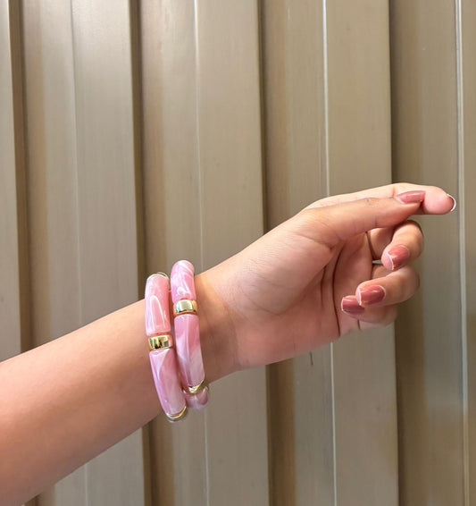 Retro Baby Pink Acrylic Bracelet