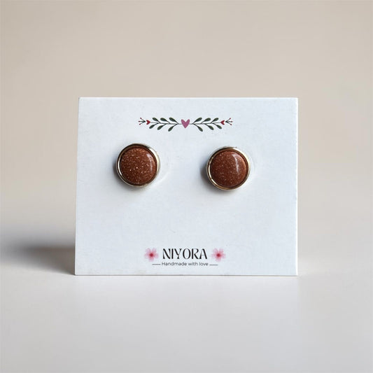 Goldstone Glitter Studs