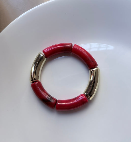 Retro Thin Red Resin Bracelet
