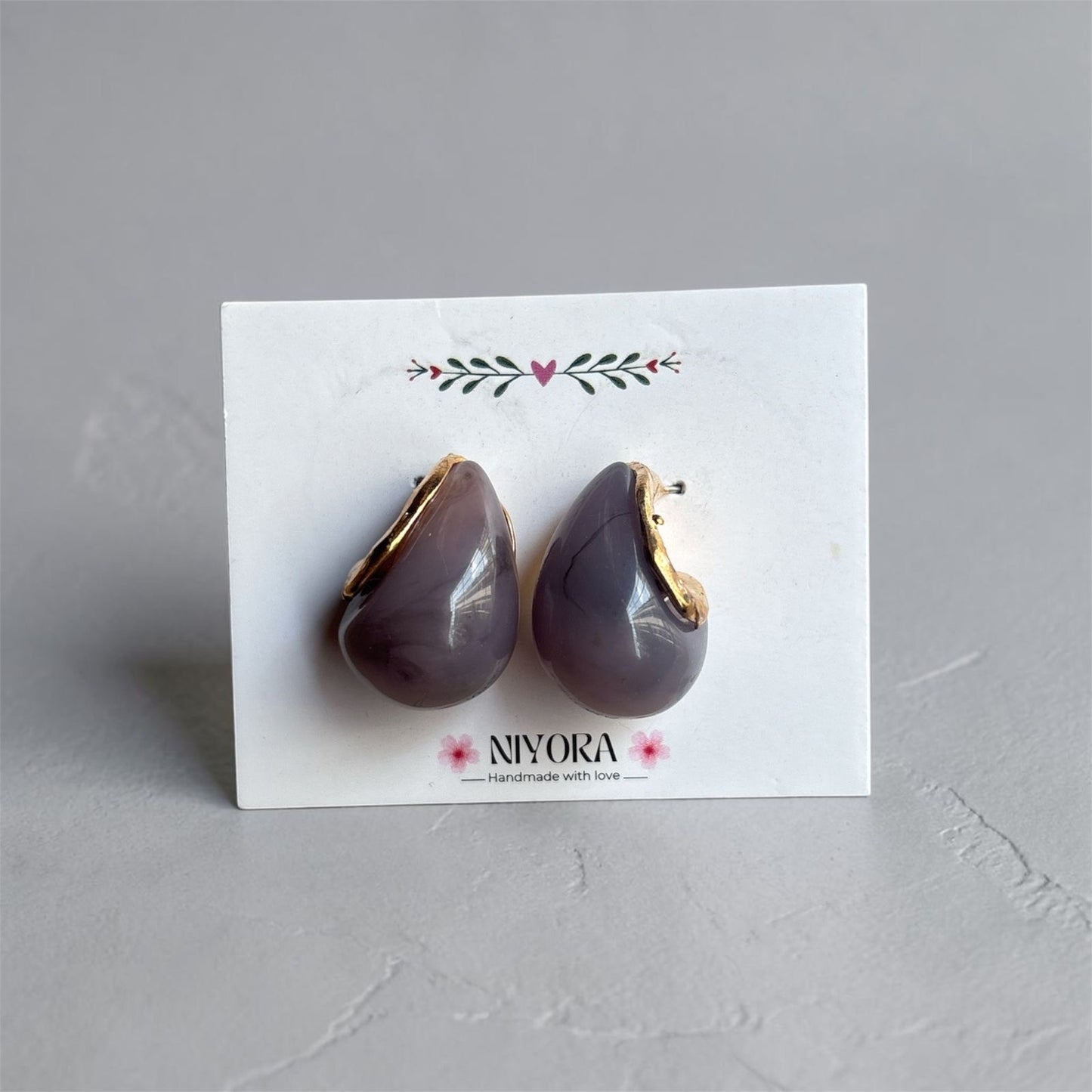 Smoky Teardrop Studs