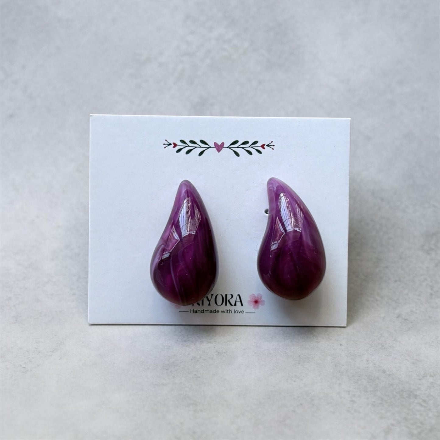 Plum Teardrop Studs