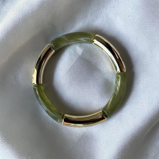 Retro Olive Green Resin Bracelet