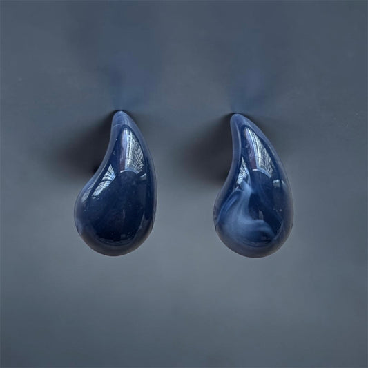 Navy Raindrop Studs