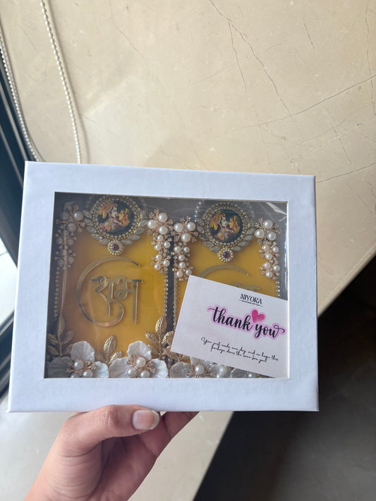 Yellow Radha Krishna Shubh Labh