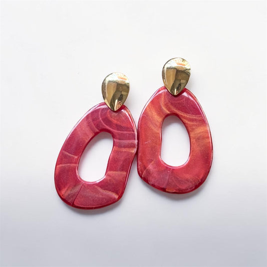 Red Swirl Ring Drop Earrings