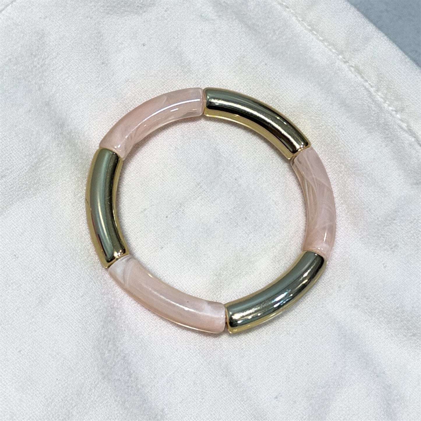 Retro Thin Baby Pink Resin Bracelet
