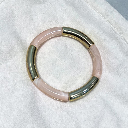 Retro Thin Baby Pink Resin Bracelet