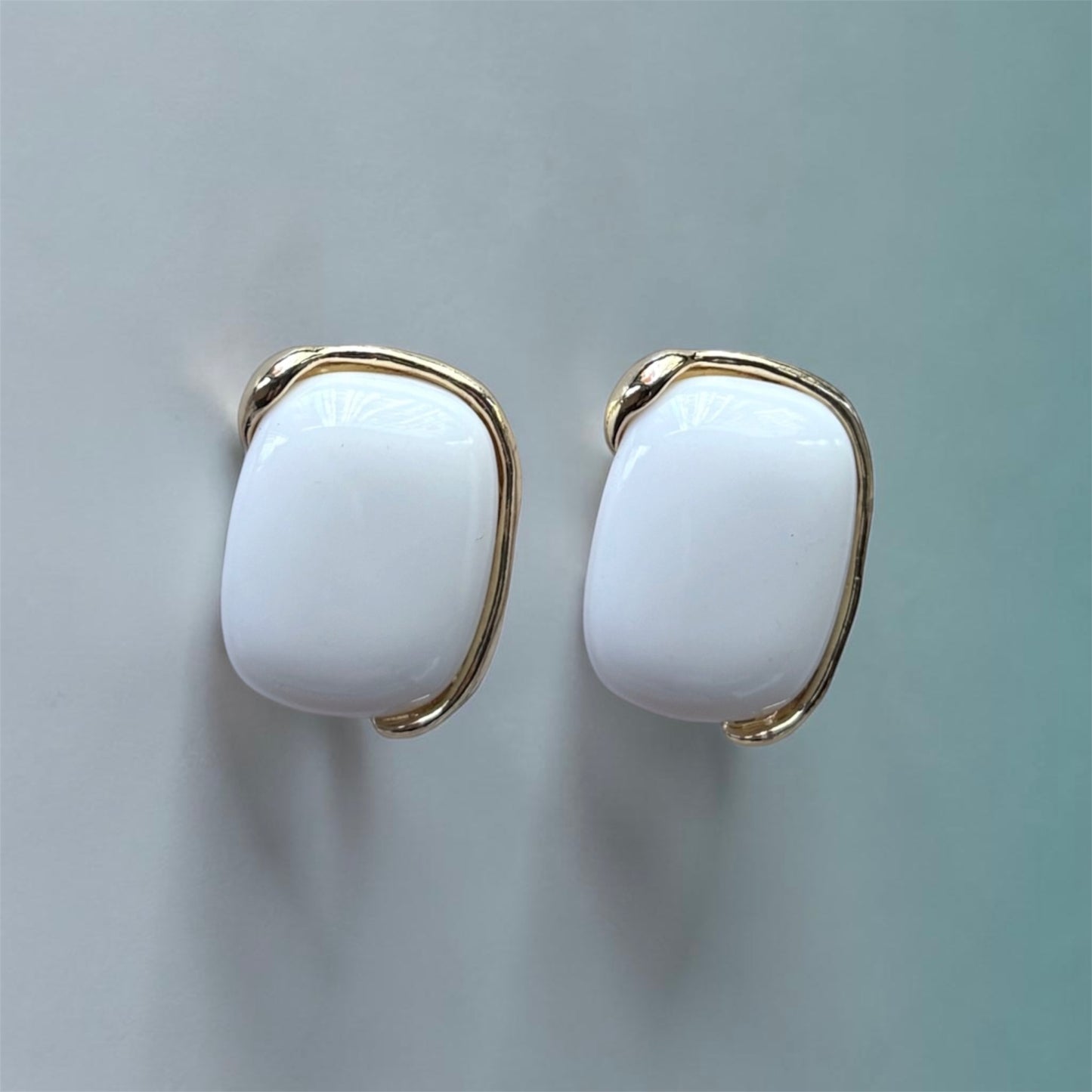 Ivory Cloud Gold Hoops