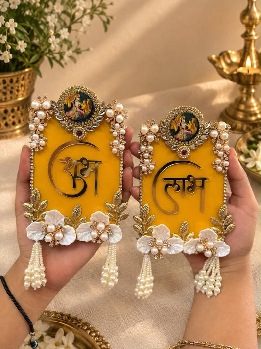 Yellow Radha Krishna Shubh Labh