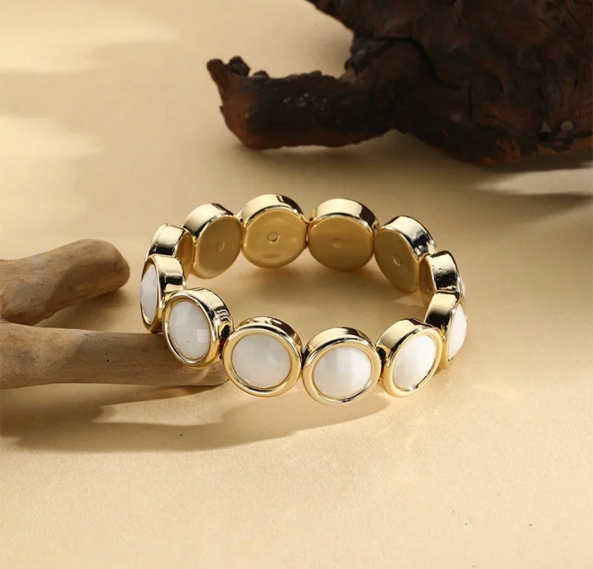 White Resin Geometric Bracelet