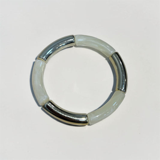 Retro Thin Light Ivory Resin Bracelet