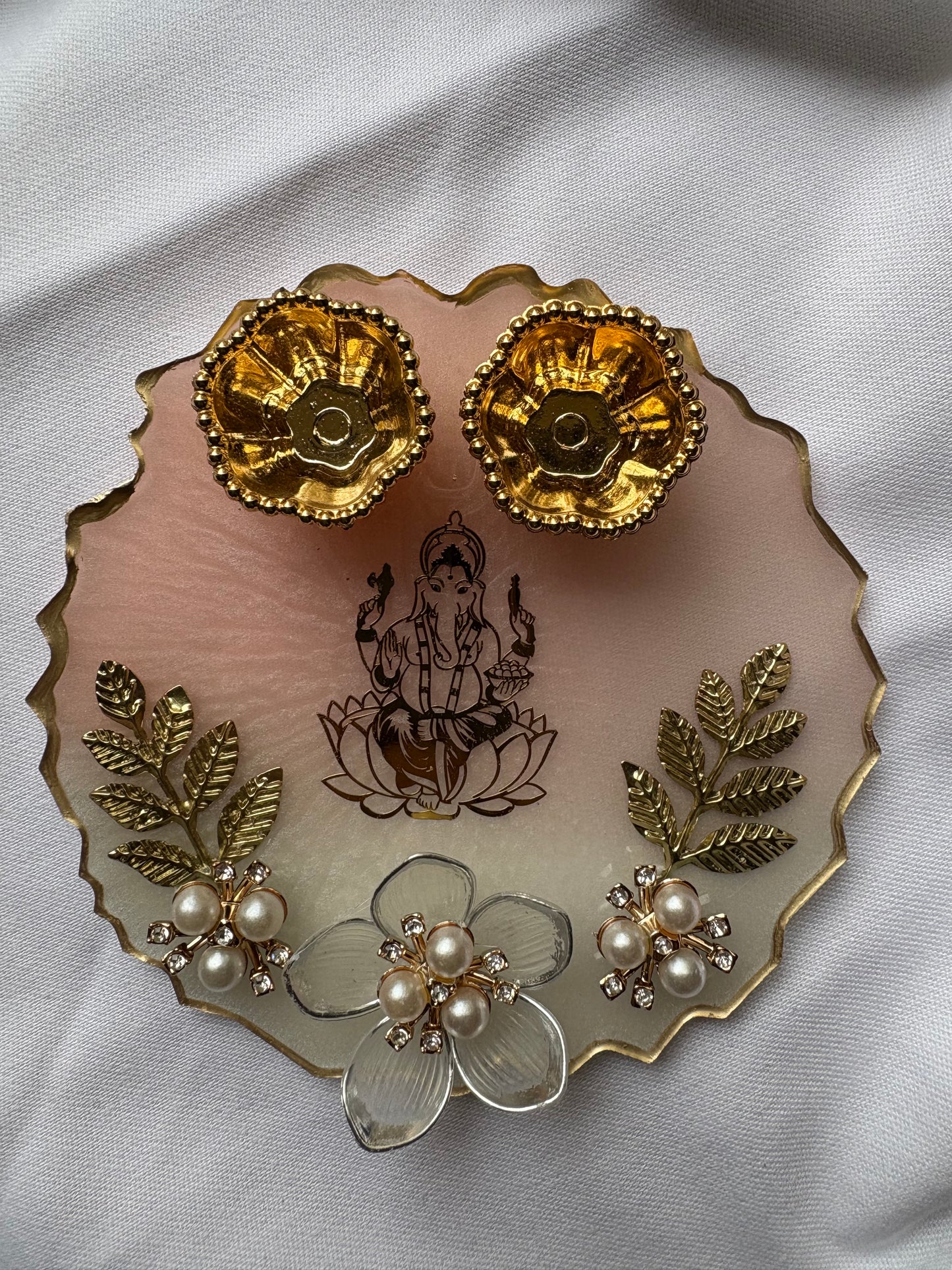 Pink Ganpatiji Floral Thali