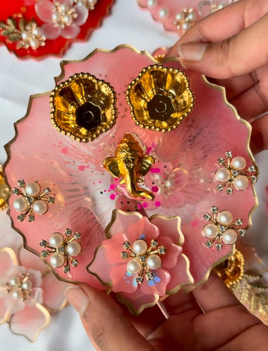 Glitter Pink Ganeshji Thali